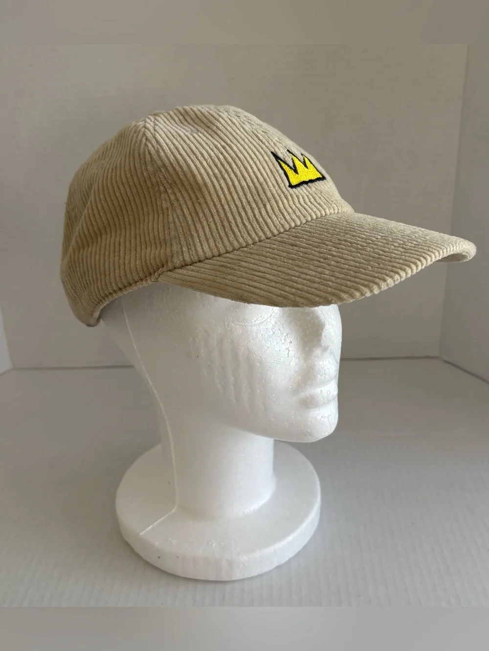 Jean Michel Basquiat Rare Corduroy Strap Back Dad Cap - Beige All Cotton
